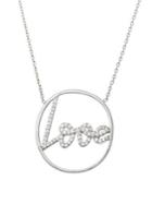 Lord & Taylor Sterling Silver Pave Love Pendant