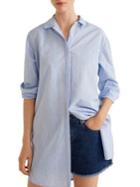 Mango Lines Long Cotton Button-down Shirt