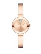 Movado Bold Rose Goldtone Ip Stainless Steel & Crystal Small Bangle Bracelet Watch