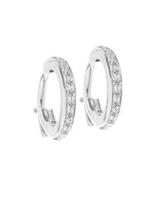 Adina Reyter Core Sterling Silver & Pave Diamond Huggie Hoop Earrings