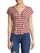 Free People Striped Lace-up Top