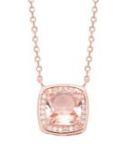 Lord & Taylor Rose-goldtone And Morganite Square Bezel Pendant Necklace