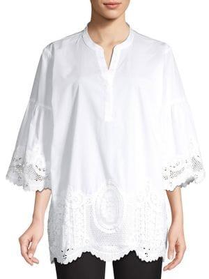 Karl Lagerfeld Paris Scalloped Lace Cotton Blouse