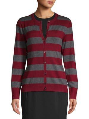 Jones New York Striped Button Front Cardigan