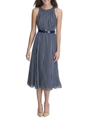 Tommy Hilfiger Duo Dot Chiffon Midi Dress