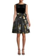 Tahari Arthur S. Levine Velvet Floral Jacquard Fit-&-flare Dress