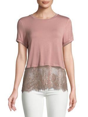 Design Lab Lord & Taylor Lace Hem Top