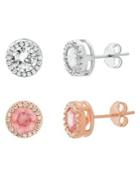 Lord & Taylor Set Of Two Crystal Halo Stud Earrings