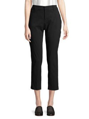 Lord & Taylor Cropped Pom-pom Trimmed Pants