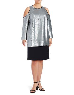 Rachel Rachel Roy Plus Plus Sequin Cold-shoulder Top
