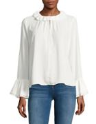 Cece Ruffle Accented V-neck Blouse