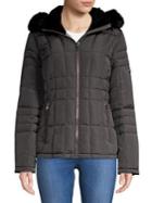 Calvin Klein Quilted Faux Fur Hooded Jacket
