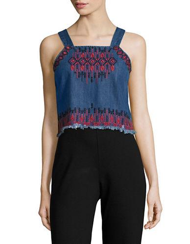 Blank Nyc Embroidered Denim Cropped Top