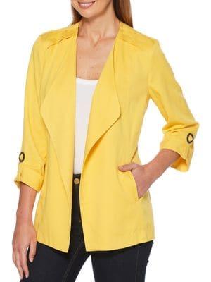 Rafaella Spread Collar Open Front Jacket
