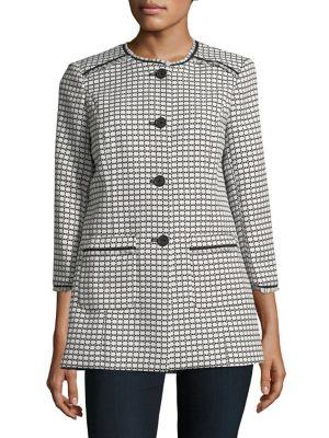 Karl Lagerfeld Paris Checkered Jacquard A-line Jacket