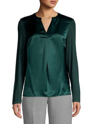 Calvin Klein Split Neck Long-sleeve Top