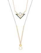 Swarovski Golden Crystal-studded Necklace Set