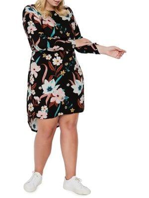 Junarose Plus 518 Porcely Keenan Long-sleeve Above-knee Dress