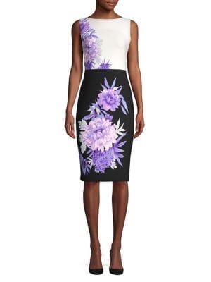 Gabby Skye Floral Two-toned Sheath Dress