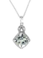 Effy Aquarius Diamond, Aquamarine And 14k White Gold Necklace