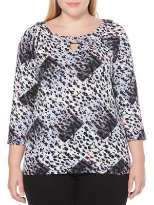 Rafaella Plus Plus Plus Abstract Animal-print Top