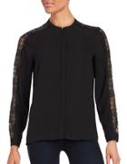 Vince Camuto Lace-trimmed Long Sleeve Blouse