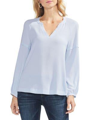 Vince Camuto Bubble-sleeve Split Neck Blouse
