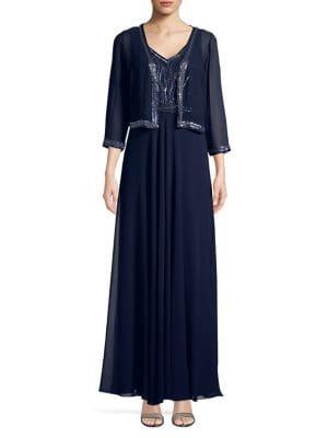 J Kara 2-piece Jacket And Dress Set
