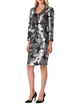 Tahari Arthur S. Levine Floral Jacquard Skirt Suit