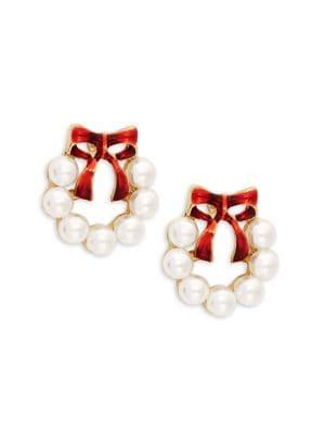 Design Lab Faux Pearl Beaded Wreath Earrings