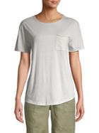 Lord And Taylor Separates Crewneck Cotton Blend Pocket Tee