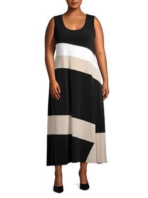 Calvin Klein Plus Colorblock Sleeveless Maxi Dress