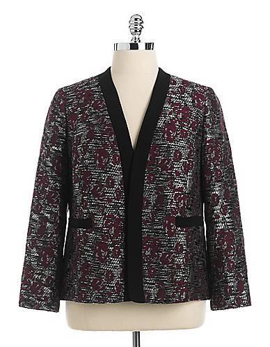 Nipon Boutique Plus Jacquard Rose Flyaway Jacket