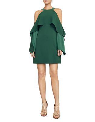 Bcbgmaxazria Halter Cold-shoulder Bell-sleeve Dress
