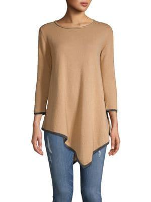 Ply Cashmere Three-quarter Cashmere Asymmetrical Tunic