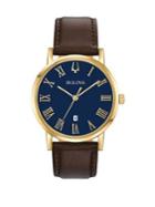 Bulova Classic Goldtone Stainless Steel And Leather-strap Watch