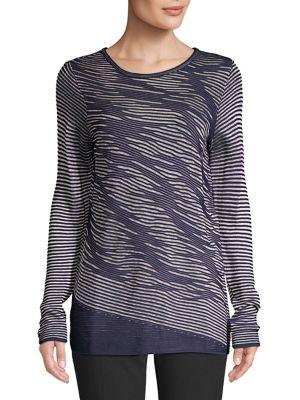 Nic+zoe Petite Long-sleeve Striped Sweater