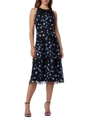 Tahari Arthur S. Levine Floral Chiffon Crepe Sheath Dress