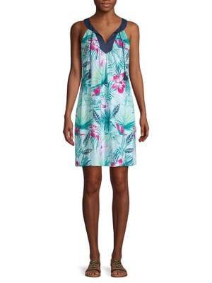 Tommy Bahama Floral-print Cotton Blend Shift Dress
