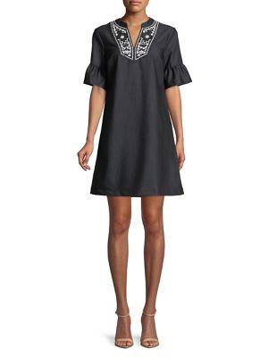 Ivanka Trump Embroidered Bell-sleeve Day Dress