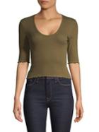 Free People Up All Night Ribbed Ruffled Top