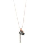 Kenneth Cole New York Semiprecious Black Faceted Stone Multi Charm Pendant Long Necklace In A Gift Box