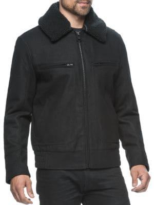 Marc New York Faux Fur Collar Concord Bomber Jacket