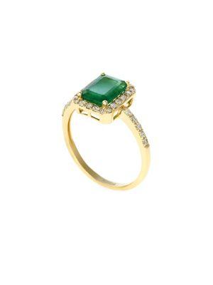 Effy Diamond, Emerald And 14k Yellow Gold Ring