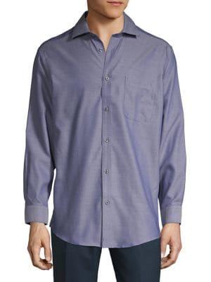 Black Brown Egyptian Cotton Nailhead Shirt