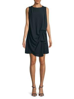 H Halston Sleeveless Drape-front Dress