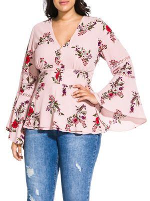 City Chic Plus Skye Floral Top