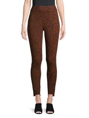 Joan Vass Cheetah Step Hem Leggings