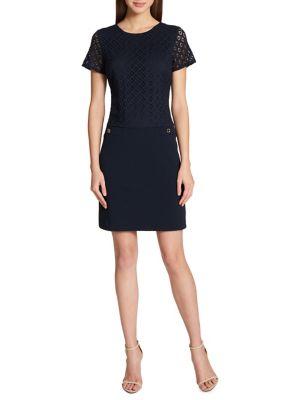 Tommy Hilfiger Scuba Crepe Lace Combo Shift Dress