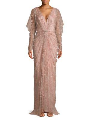 Tadashi Shoji Long Sleeve Embellished Column Gown